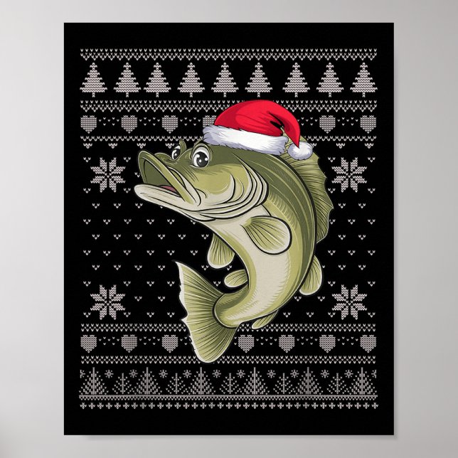 Affiche Funky Walleye Fish laide Sweater de Noël Père Noël (Devant)