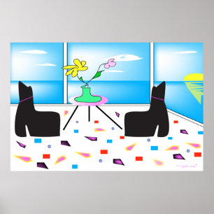 Affiche Funky Whimsical Ocean Vue colorée