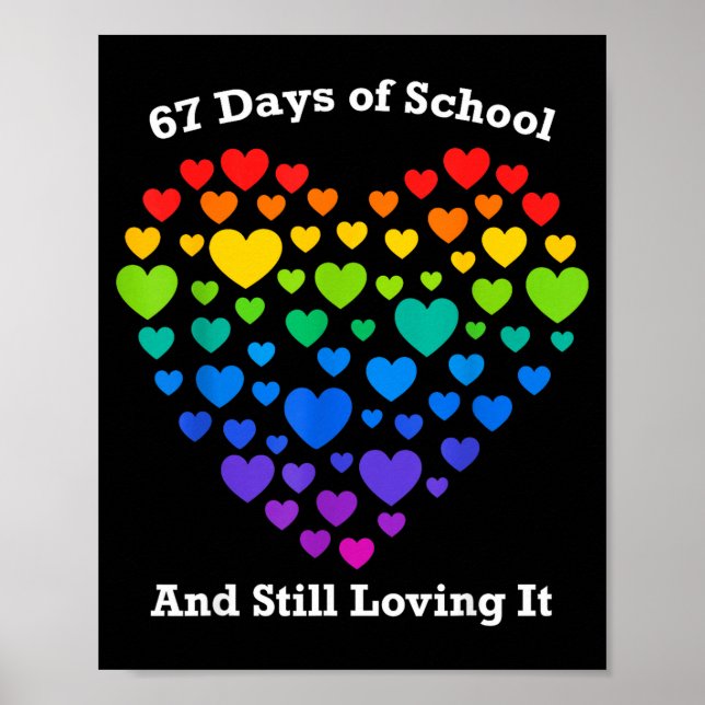 Affiche Funny 100th Day Of School Shirt Teacher Heart Vale (Devant)