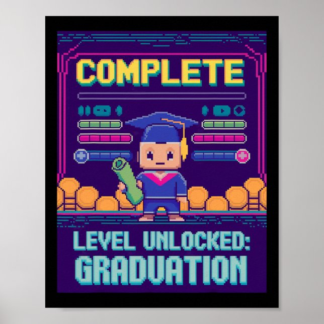 Affiche Funny 2025 Gamer Level Complete Master College Gra (Devant)