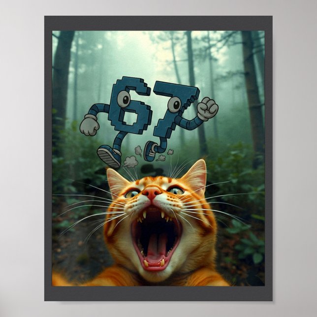 Affiche Funny 67 Cat Selfie 6 7 Brainrot Teen Boys Meme Ha (Devant)