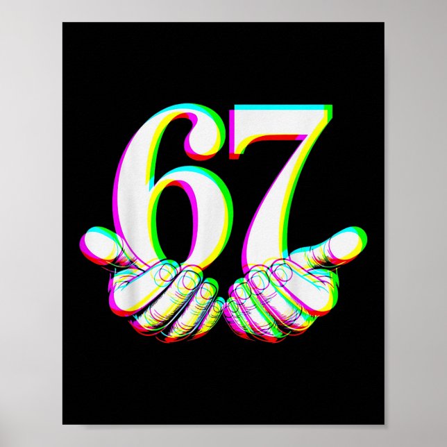 Affiche Funny 67 Hand Six Seven Meme Gen Alpha Slang Desig (Devant)