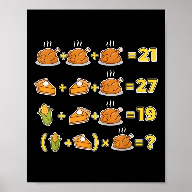 Affiche Funny 67 Meme Thanksgiving Math Logic Puzzle Turke (Devant)