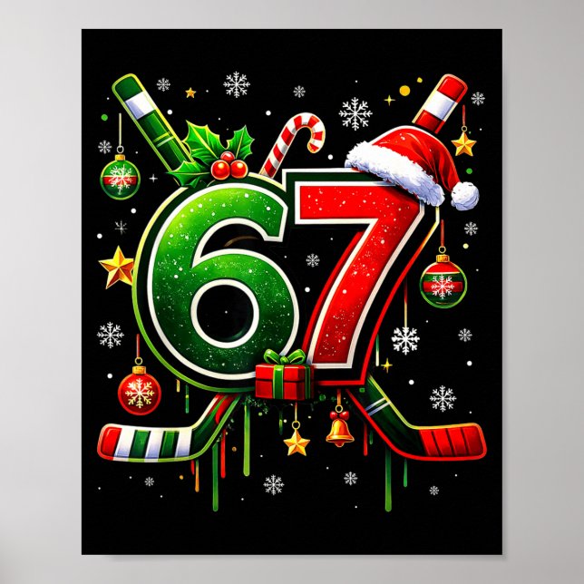 Affiche Funny 67 Six Seven Christmas Ice Hockey  (Devant)