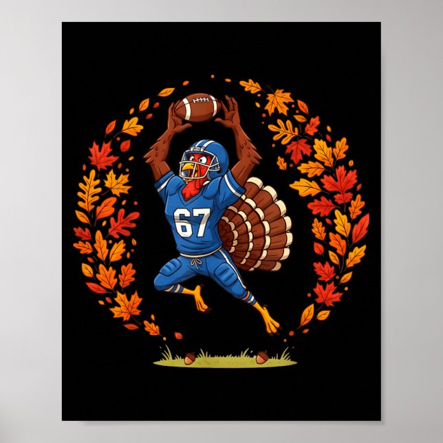 Affiche Funny 67 Thanksgiving Football Turkey Fall Srts Ga (Devant)