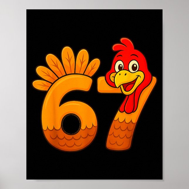 Affiche Funny 67 Thanksgiving Turkey Face 67 Number  (Devant)