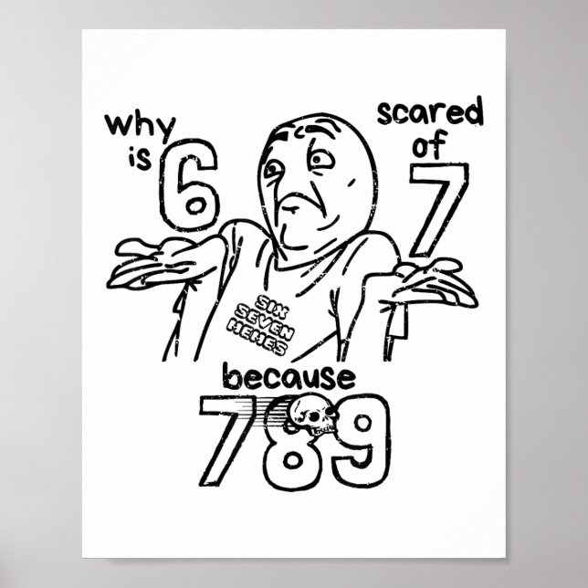 Affiche Funny 67 Why Is 6 Scared Of 7 Because 789 Men Wome (Devant)