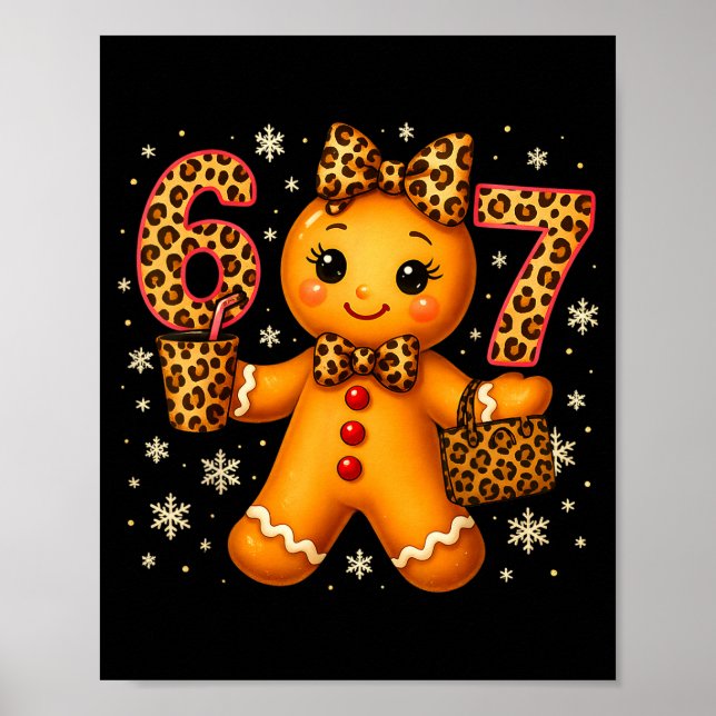 Affiche Funny 6 7 Christmas Leopard Bow Gingerbread Girls  (Devant)