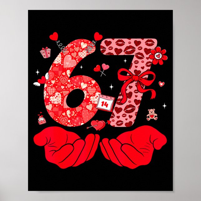 Affiche Funny 6 7 Hands Meme Cute Valentine's Day Six Seve (Devant)