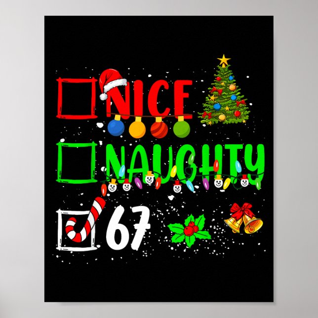 Affiche Funny 6-7 Meme Nice Naughty 67 Christmas Brain Rot (Devant)