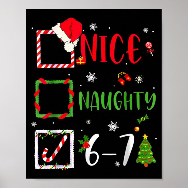 Affiche Funny 6-7 Meme Nice Naughty 67 Christmas Brain Rot (Devant)