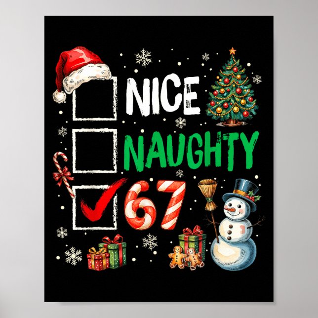 Affiche Funny 6-7 Meme Nice Naughty 67 Christmas Brain Rot (Devant)