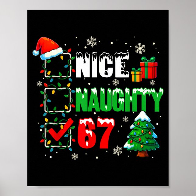 Affiche Funny 6-7 Meme Nice Naughty 67 Christmas Brain Rot (Devant)