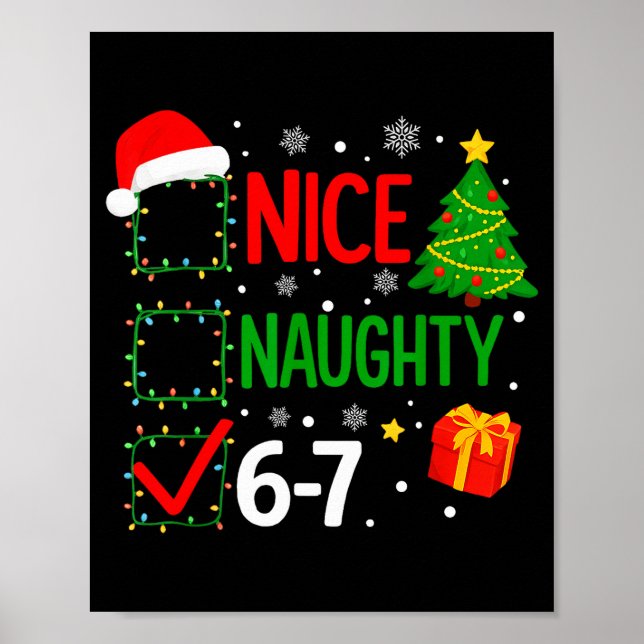 Affiche Funny 6-7 Meme Nice Naughty 67 Christmas Brain Rot (Devant)