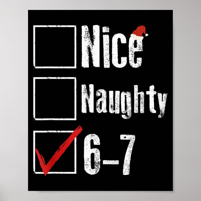 Affiche Funny 6-7 Meme Nice Naughty 67 Christmas Brain Rot (Devant)