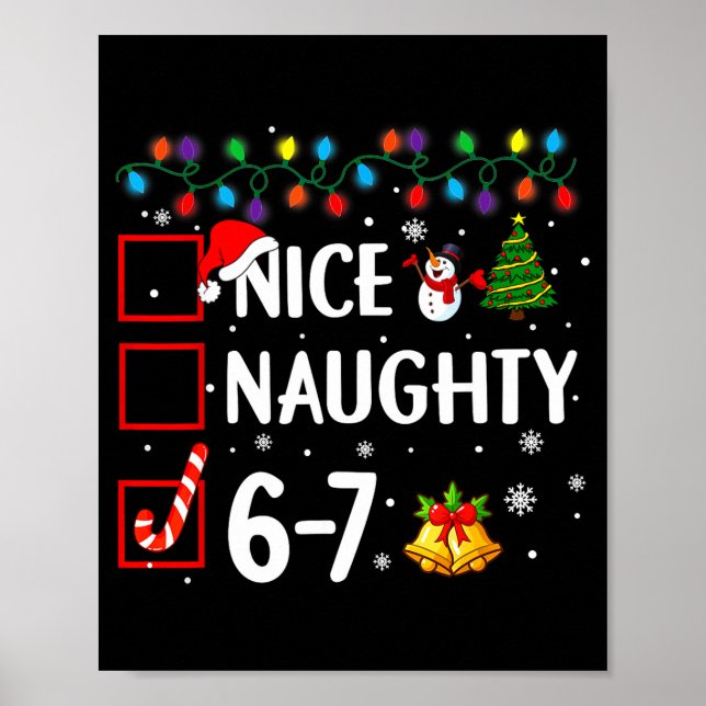 Affiche Funny 6-7 Meme Nice Naughty 67 Christmas Brain Rot (Devant)