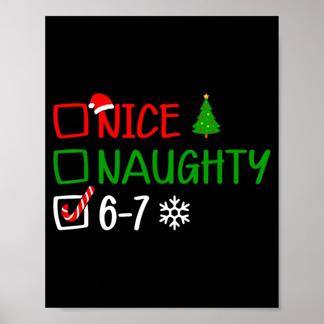 Affiche Funny 6-7 Meme Nice Naughty Christmas Brain Rot Gr (Devant)