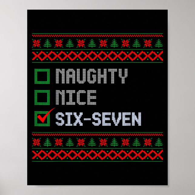 Affiche Funny 6-7 Meme Ugly Christmas Sweater Nice Naughty (Devant)