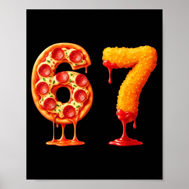 Affiche Funny 6 7 Zza Nugget Meme Six Seven 67 Food Lovers (Devant)