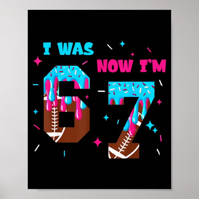 Affiche Funny 7 Year Old Birthday Football Ice Cream Drip  (Devant)