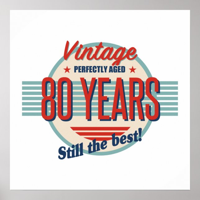 Affiche Funny 80th Birthday Old Fashioned (Devant)