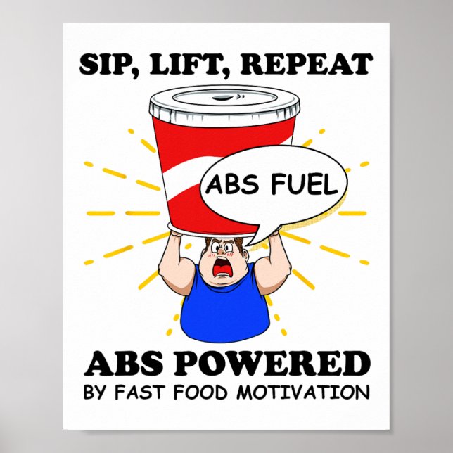 Affiche Funny Abs Exercise Fast Food Gym Workout Bodybuild (Devant)