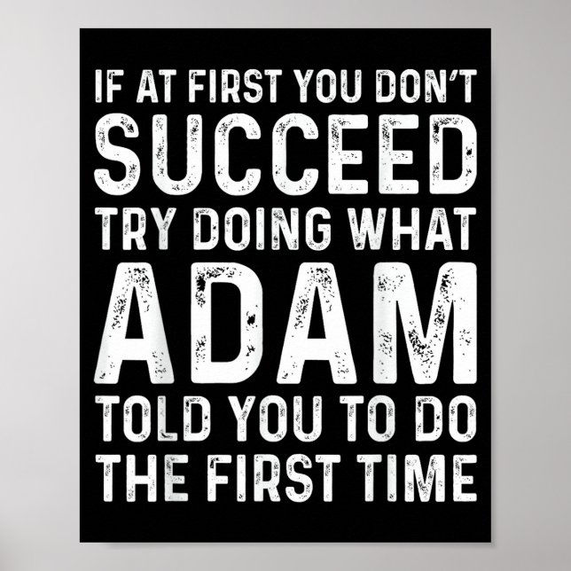 Affiche Funny Adam If At First You Don't Succeed Try Doing (Devant)