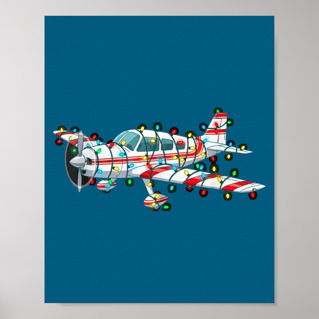 Affiche Funny Airplane Christmas Graphics Lights Lover  (Devant)