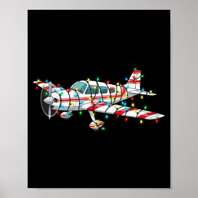 Affiche Funny Airplane Christmas Graphics Lights Lover Lon (Devant)