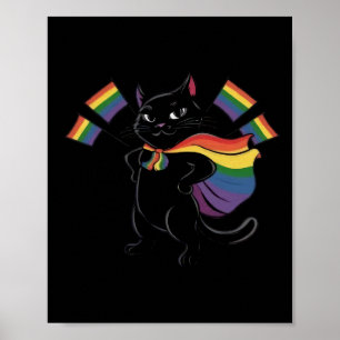 Affiche Funny Ally Chat Rainbow Gay pride Mois Lgbtq