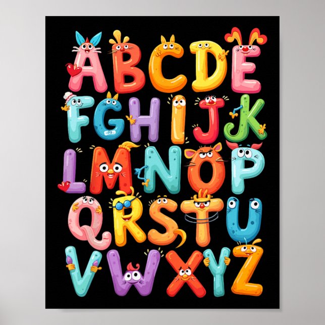 Affiche Funny Alphabet A-z Abc Kids Back To School Pre K T (Devant)