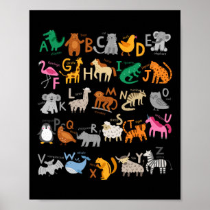 Affiche Funny Alphabet Abcs Animal Learning Kindergarten T