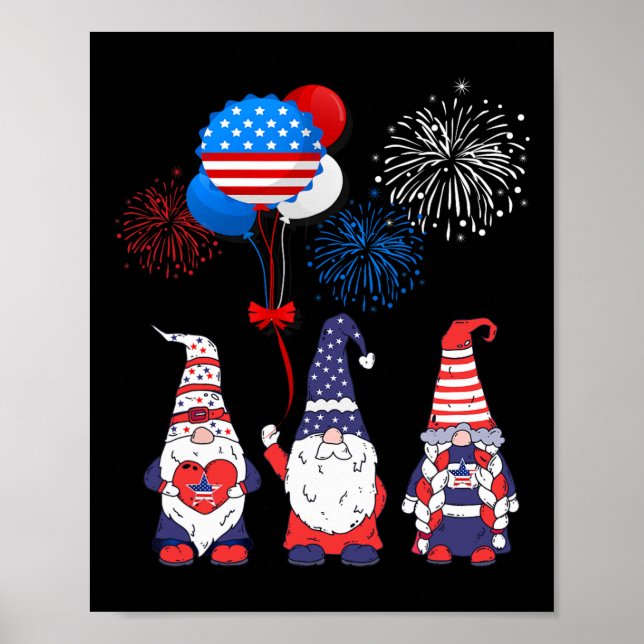 Affiche Funny American Gnomes Cool 4 juillet Jour Indépend (Devant)