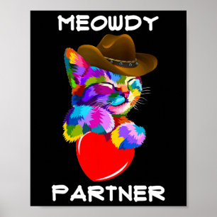 Affiche Funny Animal Cat Meowdy Partenaire Western Line Da