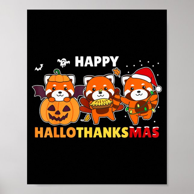 Affiche Funny Animals For The Holidays Red Panda Christmas (Devant)