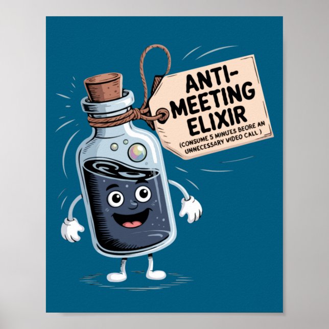 Affiche Funny Anti Meeting Elixir Retro Cartoon Office H  (Devant)