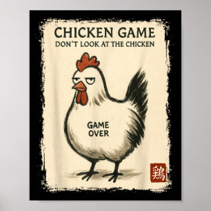 Affiche Funny Art Japonais Poulet Jeu Graphique Tee Hommes