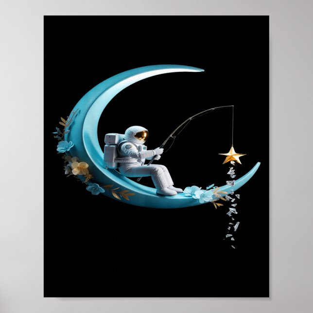 Affiche Funny Astronaut Christmas Floral Chinoiserie Space (Devant)