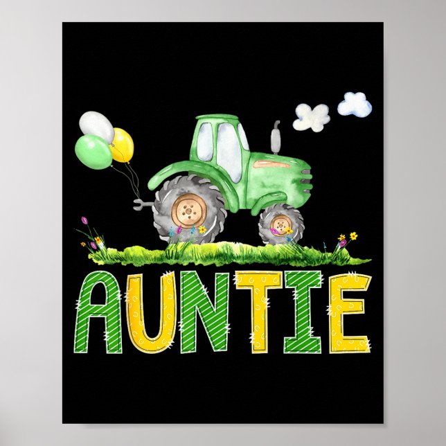 Affiche Funny Auntie Birthday Boy Tractor Farm Truck Match (Devant)