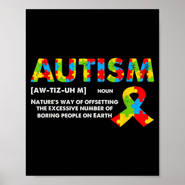 Affiche Funny Autism Definition - Autism Awareness Month  (Devant)