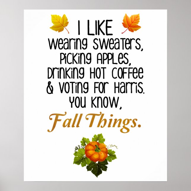 Affiche Funny Automne 2024 Novembre Élection Pro-Harris (Devant)