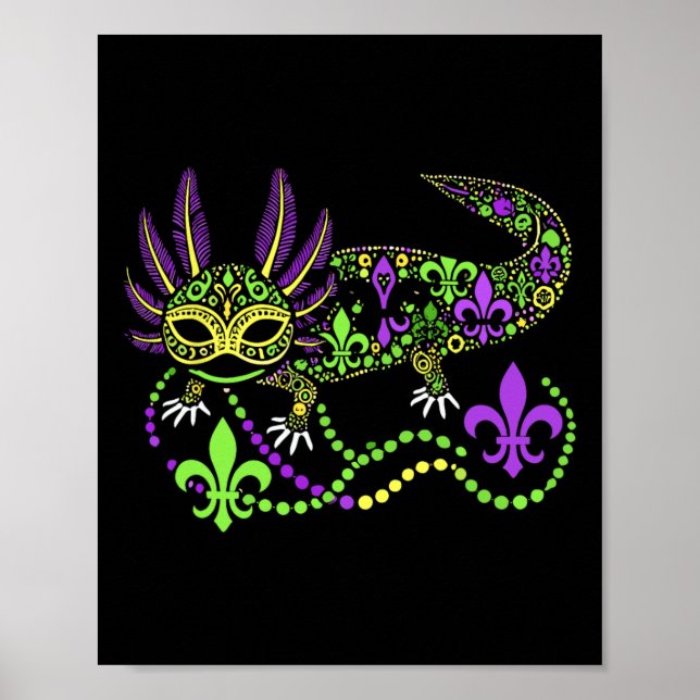Affiche Funny Axolotl Mardi Gras Festival Carnaval Femmes (Devant)