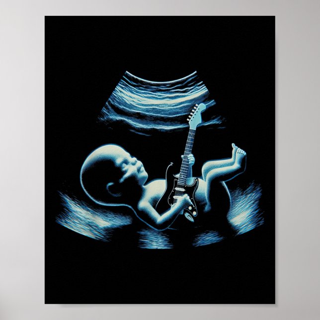 Affiche Funny Baby Guitar Player Rock Music Pregnancy Anno (Devant)