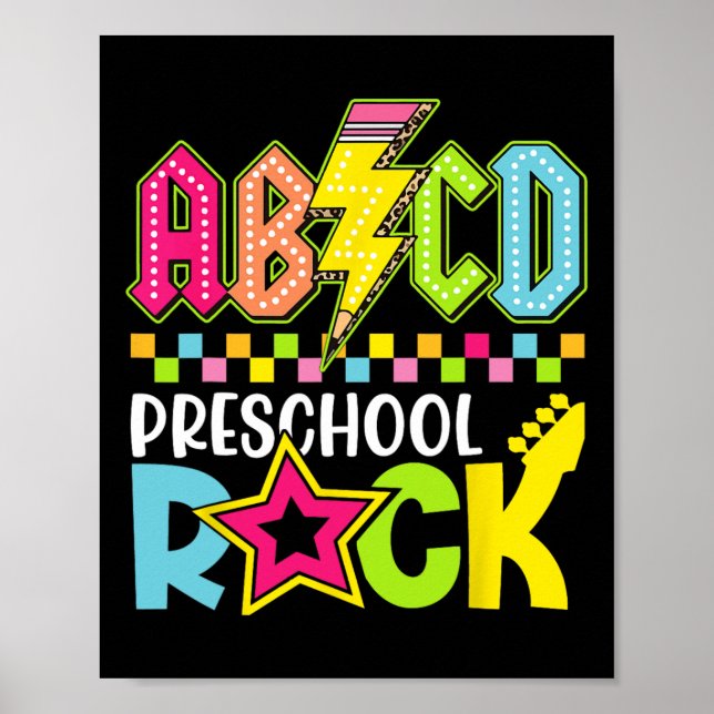 Affiche Funny Back To School Lightning Bolt Preschool Rock (Devant)
