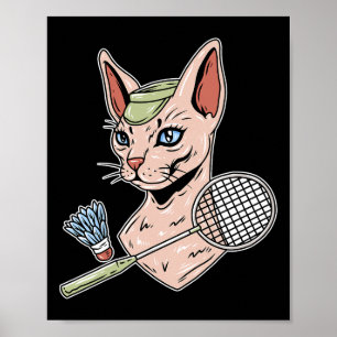 Affiche Funny Badminton Devon Rex Navette de chat