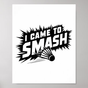 Affiche Funny Badminton Player Humour Smash Shuttle