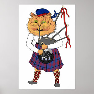 Affiche Funny Bagpipe Playing Scottish Cat