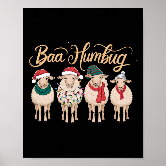 Affiche Funny Bah Humbug Noël Funny Sheep Noël B (Devant)