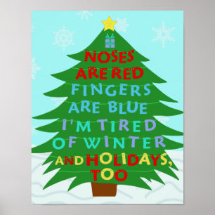 Affiche Funny Bah Humbug Poème de Noël