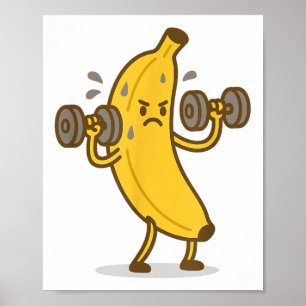Affiche Funny Banana Weightlifting Gym Humour d'entraîneme